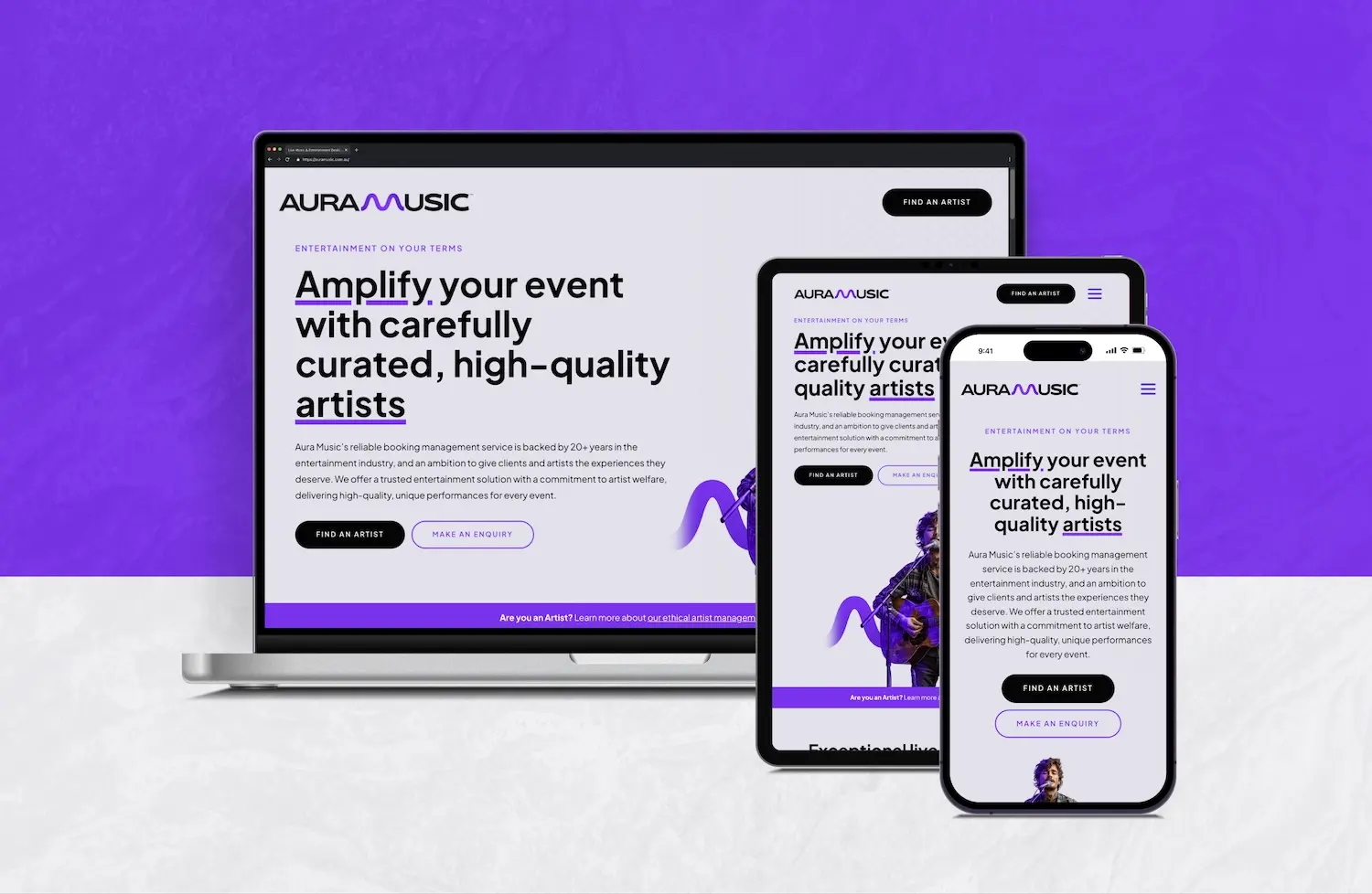 Website we built for Aura Music