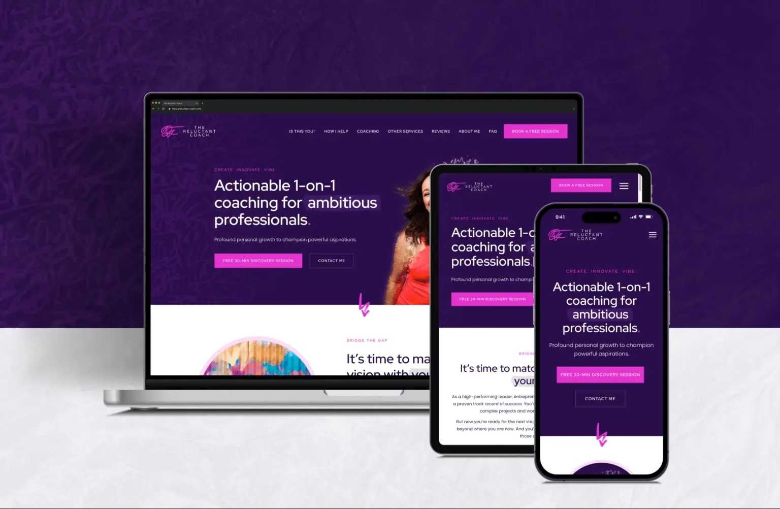 Website we built for The Reluctant Coach